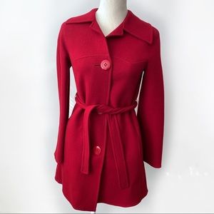 ✨Vintage Belted Wool Fall Pea Coat Small Red✨